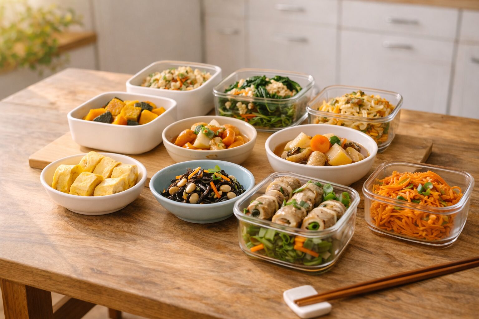 和風のおかずの盛り付け