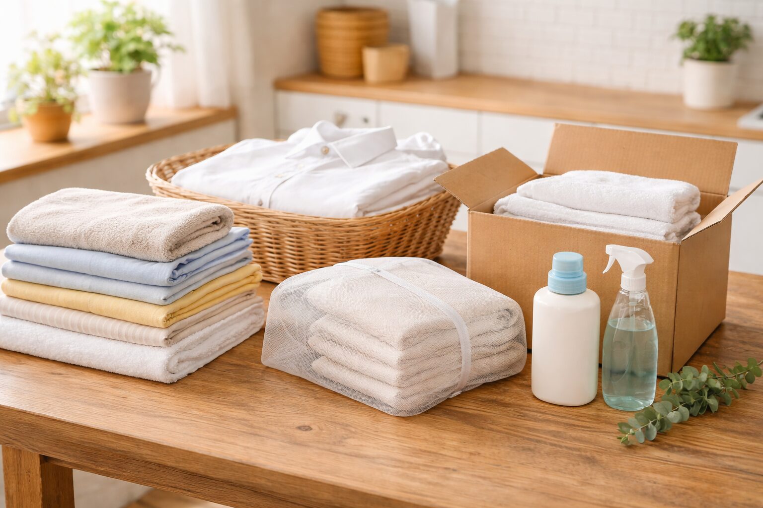 明るいランドリーの準備