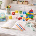 子供のデスクと学びの素材