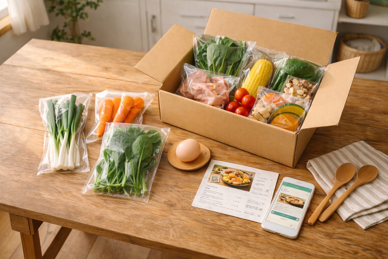 朝のキッチンの食材準備