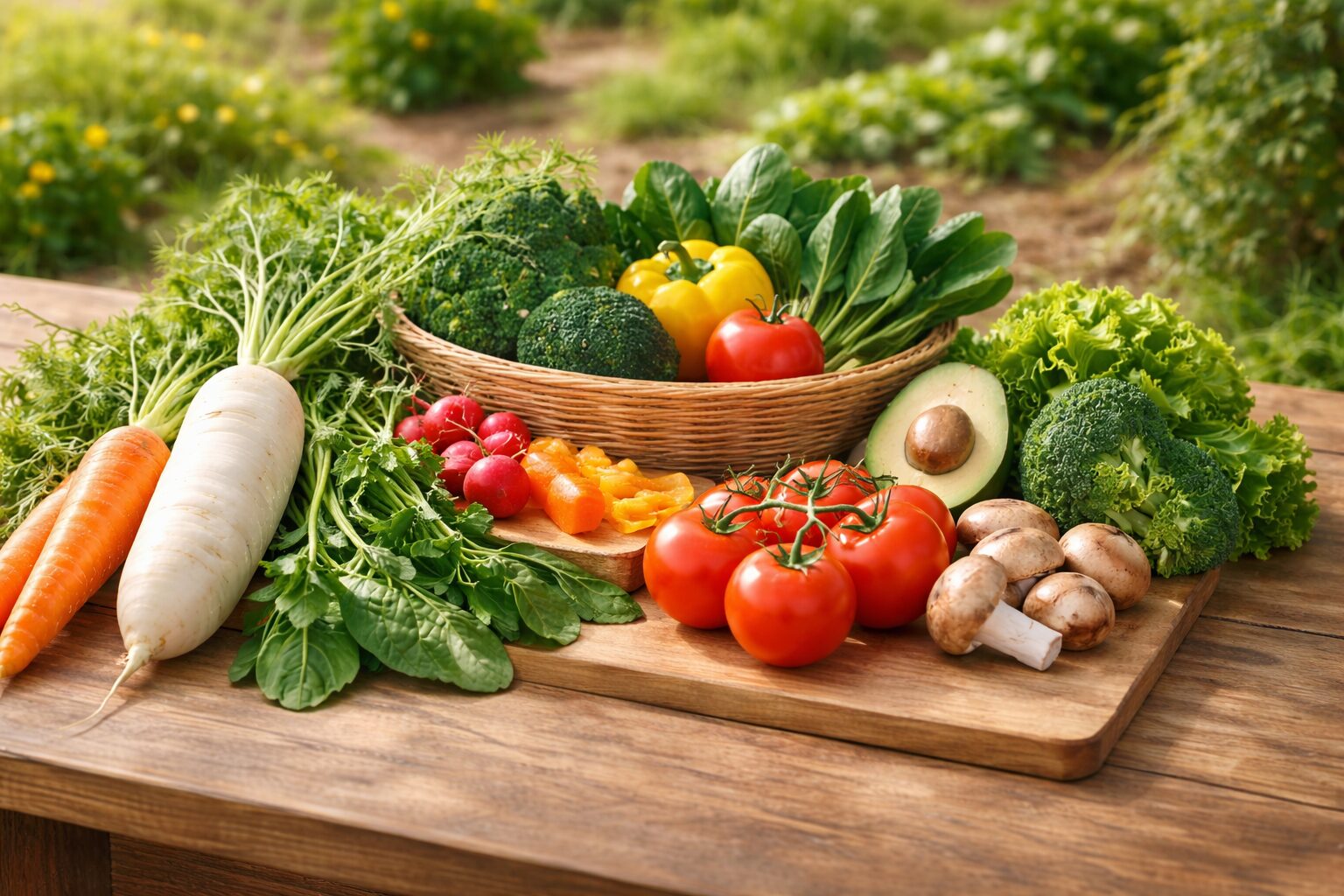 新鮮なオーガニック野菜の盛り合わせ