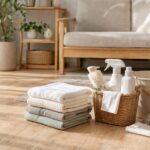 明るく清潔なリビングルーム